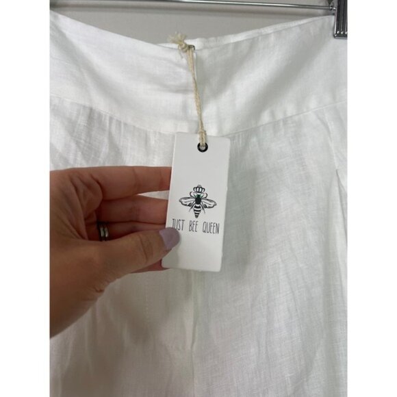 NWT Just Bee Queen High Rise Linen Pockets Marlow Chino Shorts White Sz: Medium - Picture 4 of 8